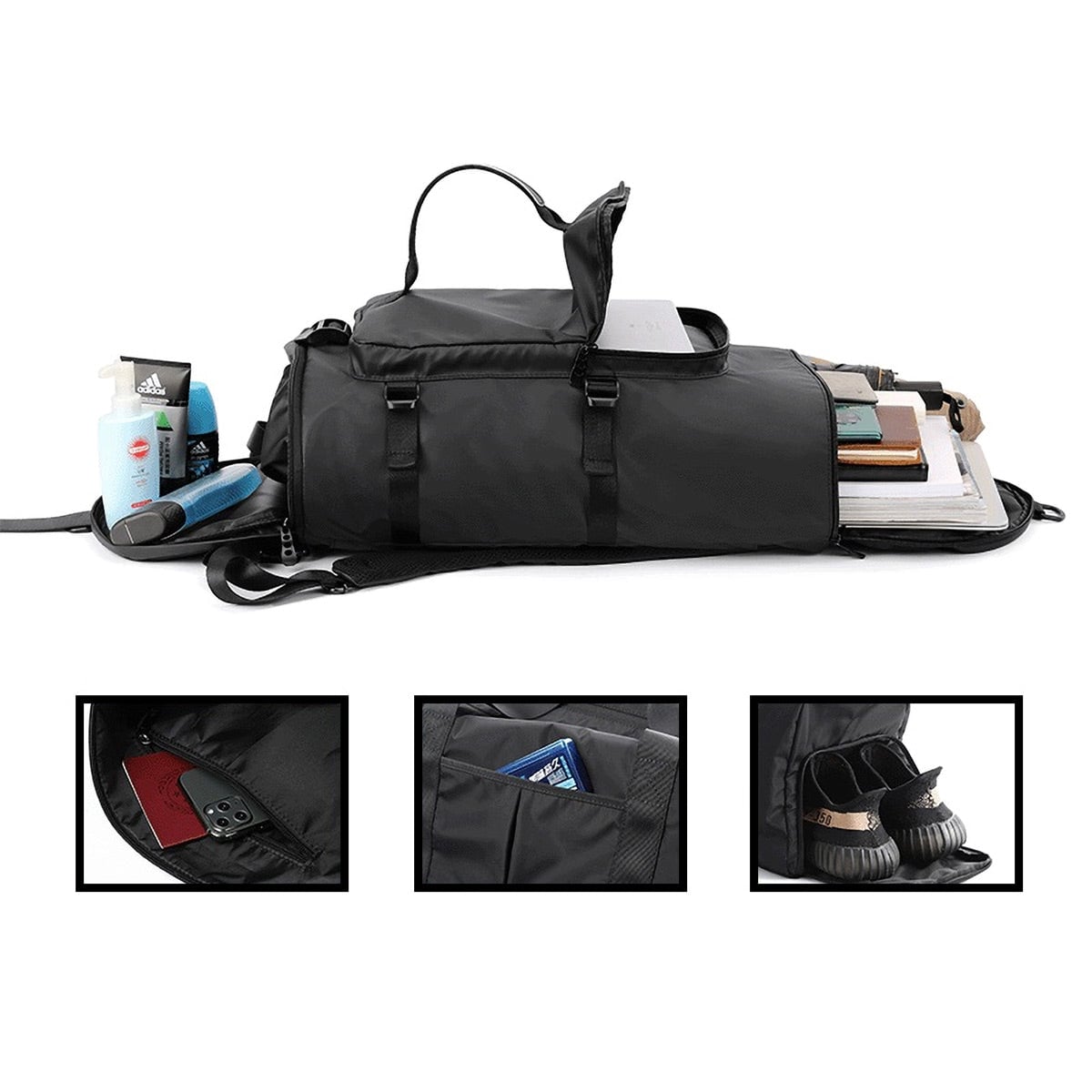 Interior view of spacious Large Travel Backpack Duffel Bag