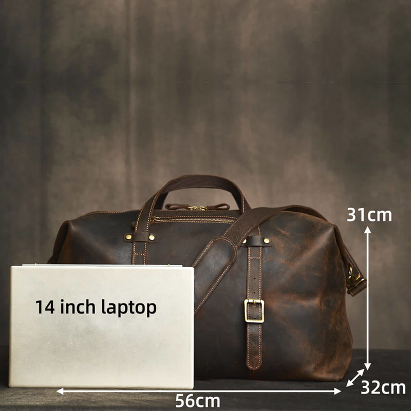 Brown Leather Weekend Travel Bag