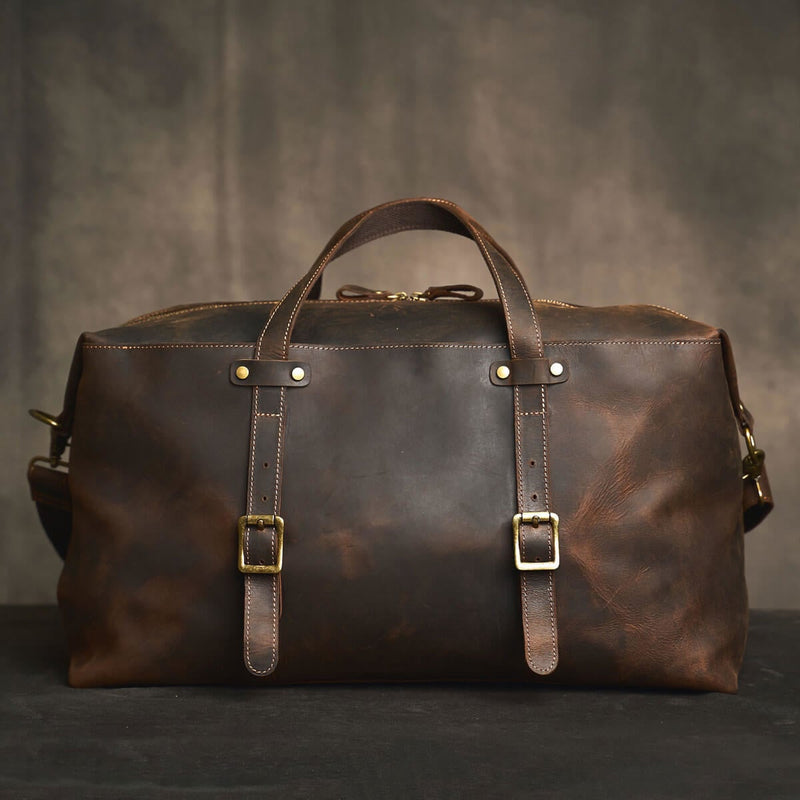 Large Travel Genuine Leather Vintage Style Luggage Bag