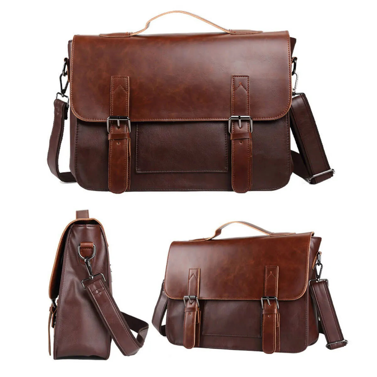 Large Vintage Horse Leather Briefcase Business Messenger Bag