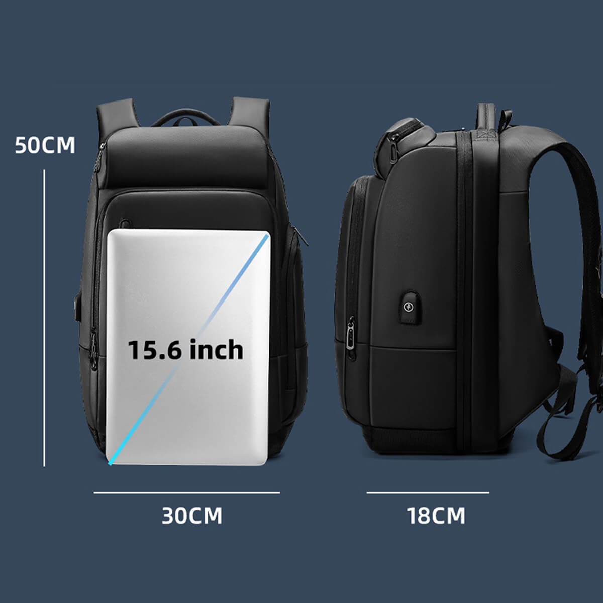 Large laptop backpack size comparison with laptop