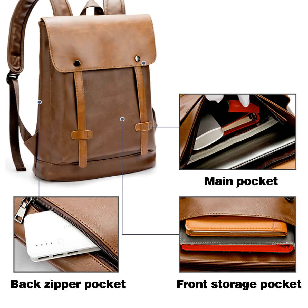 Leather Anti-Theft Waterproof Vintage Backpack