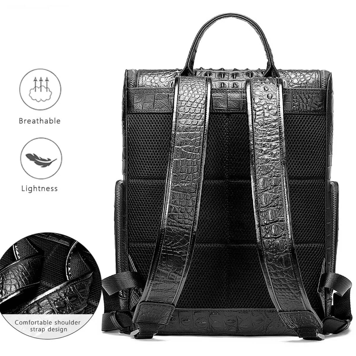 Leather Backpack Luxury Crocodile Premium Pattern