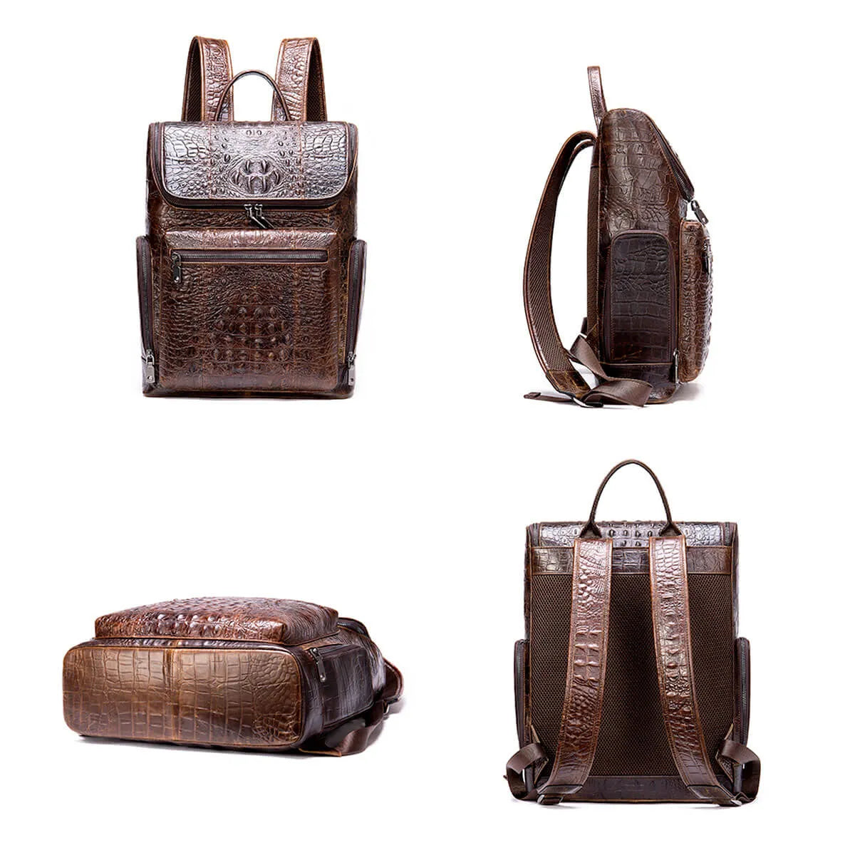 Leather Backpack Luxury Crocodile Premium Pattern