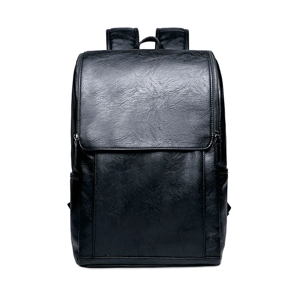 Leather Waterproof Traveling Fashion Black Backpack