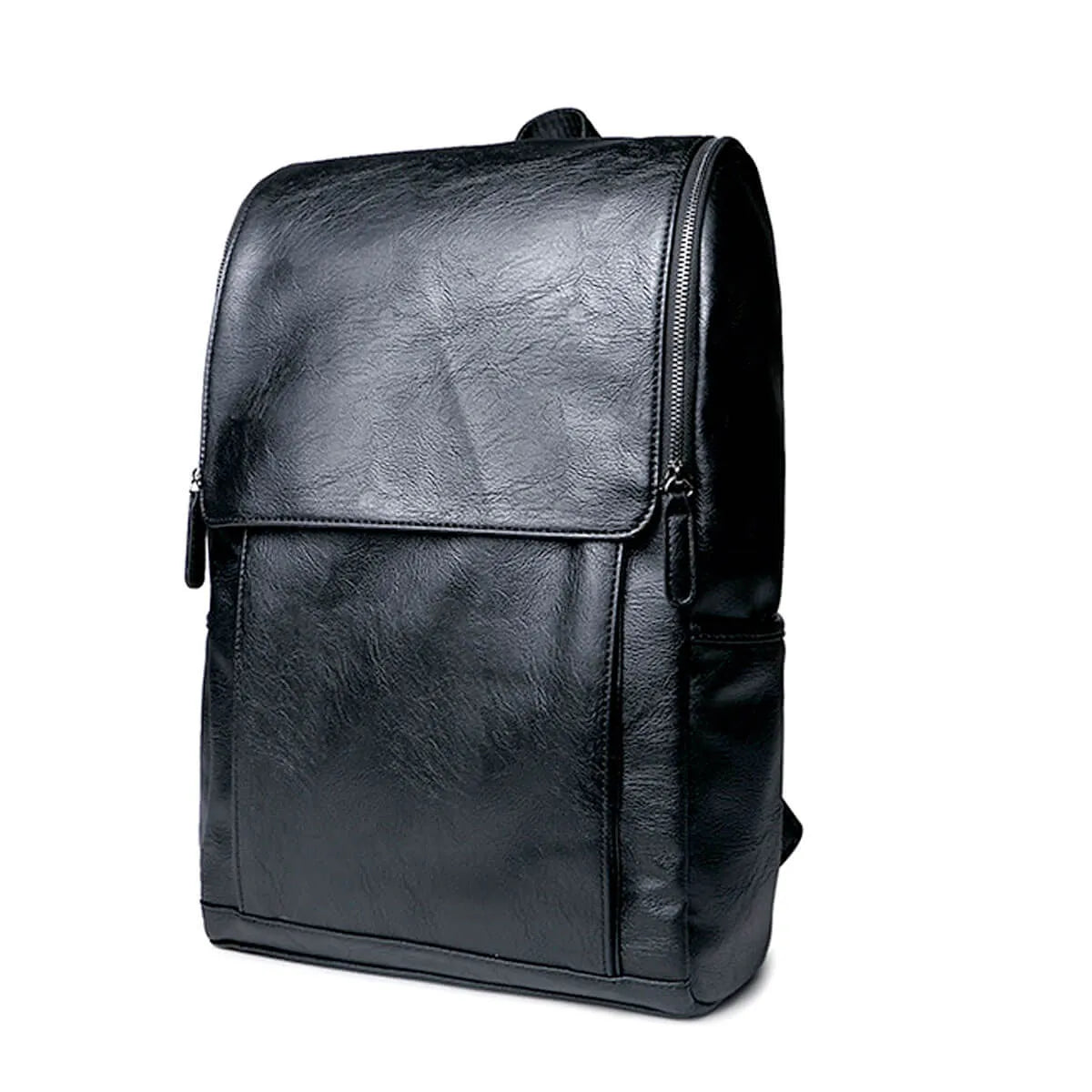 Leather Waterproof Traveling Fashion Black Backpack