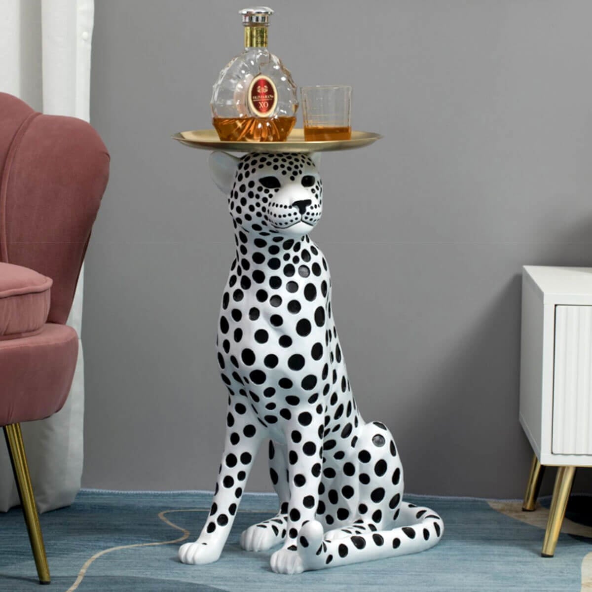 Animal Side Table - Large Leopard Sculpture for Home Decor