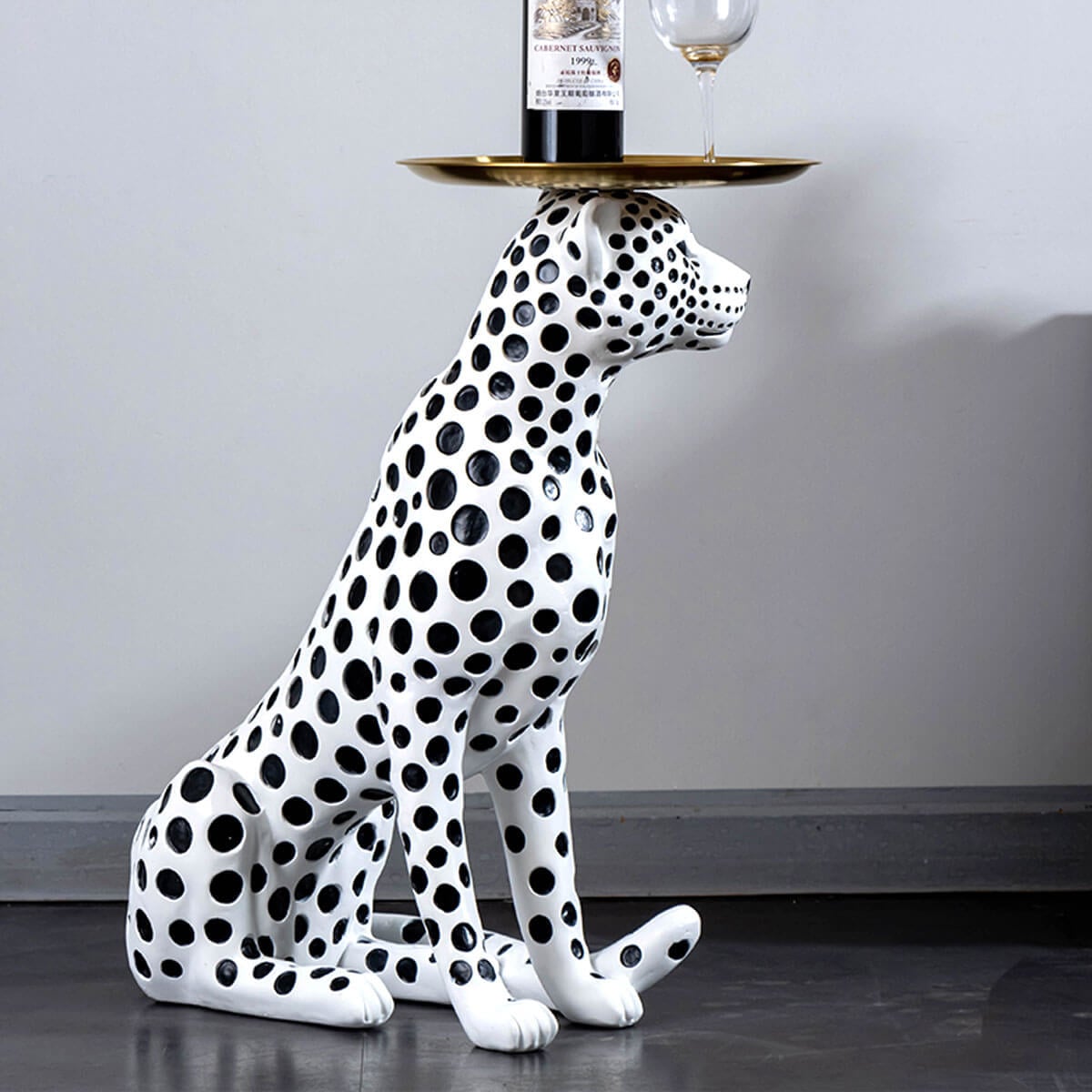 Flocking Leopard Statue Modern Animal Design Sculpture