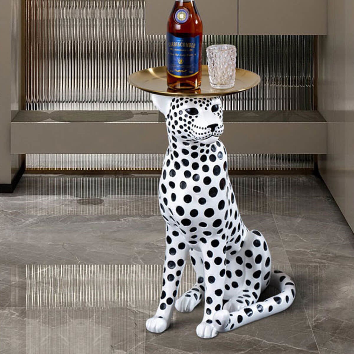 Unique Large Leopard Statue - Stylish Side Table for Home Interiors
