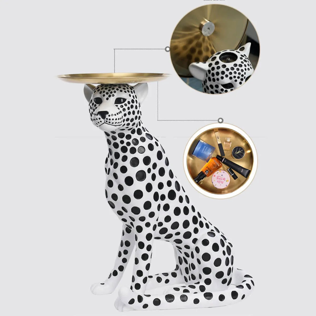 Leopard Side Table - Unique Large Animal Statue for Home Decor