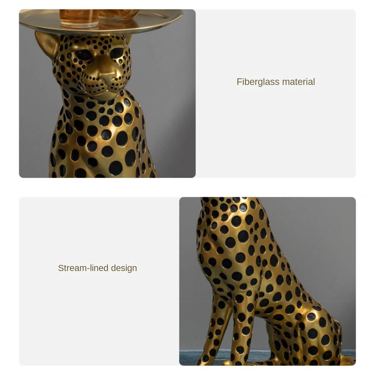 Elegant Leopard Sculpture - Large Animal Statue for Contemporary Home Decor