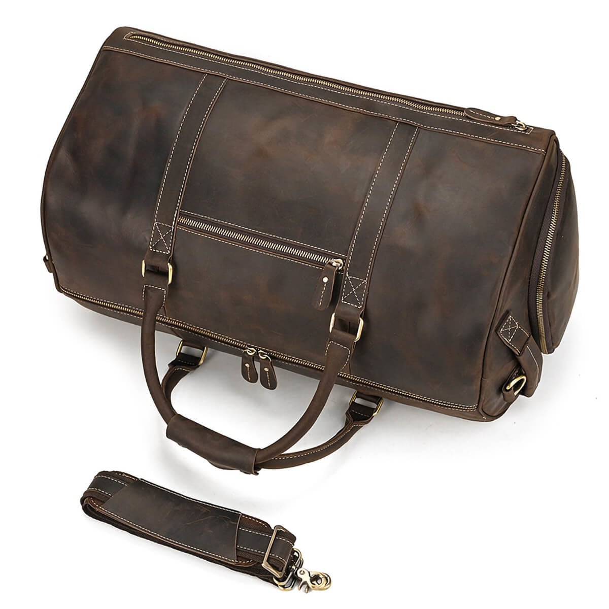 Brown Leather Handbag Luxury Luggage Bag