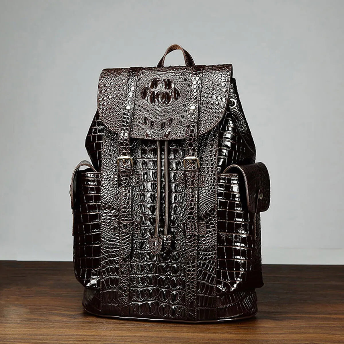 Luxury Crocodile Genuine Leather Backpack