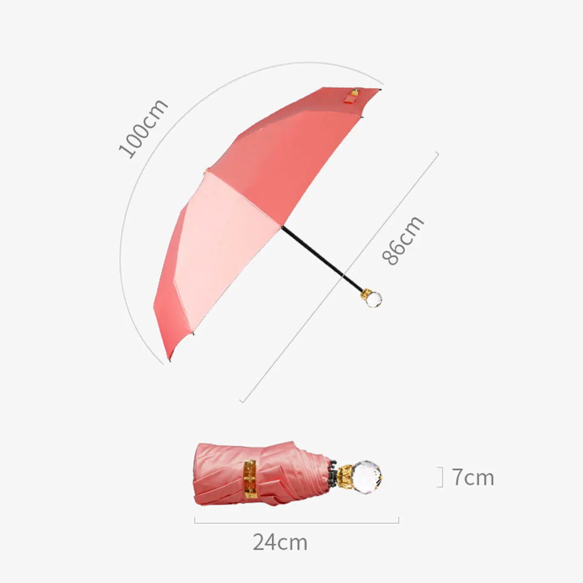 Luxury Crystal Five Folding High-Quality Umbrella