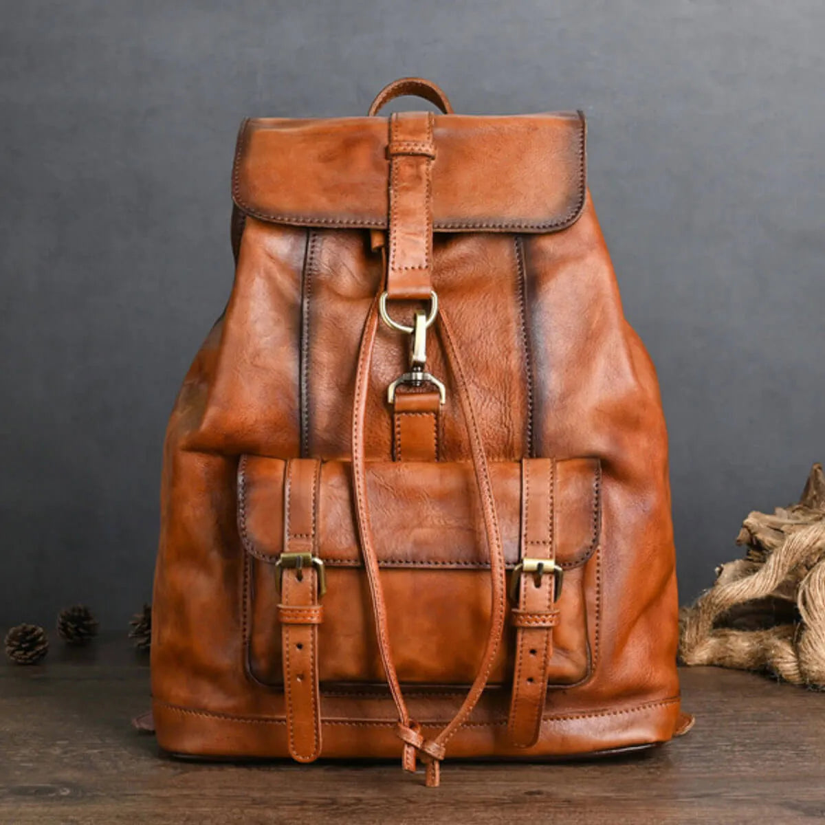 Luxury Genuine Leather Large Capacity Vintage Travel Backpack