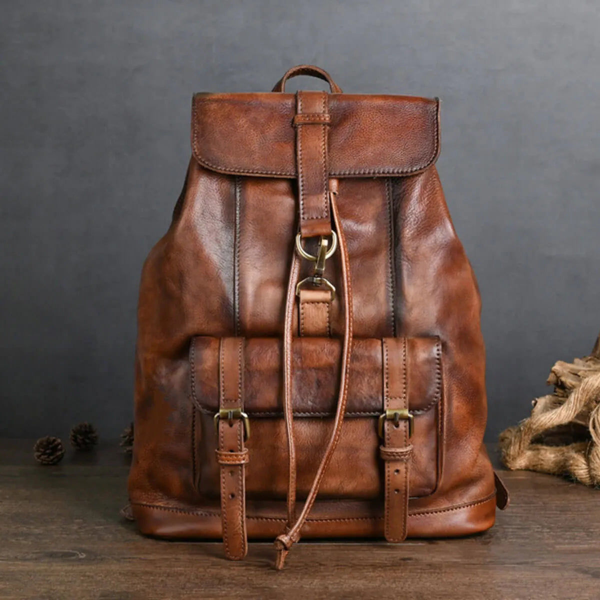 Luxury Genuine Leather Large Capacity Vintage Travel Backpack