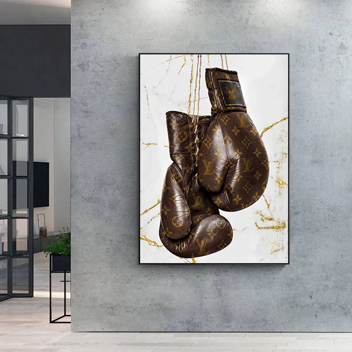 Luxury Gold Foil Boxing Gloves Canvas Painting Print Wall Art