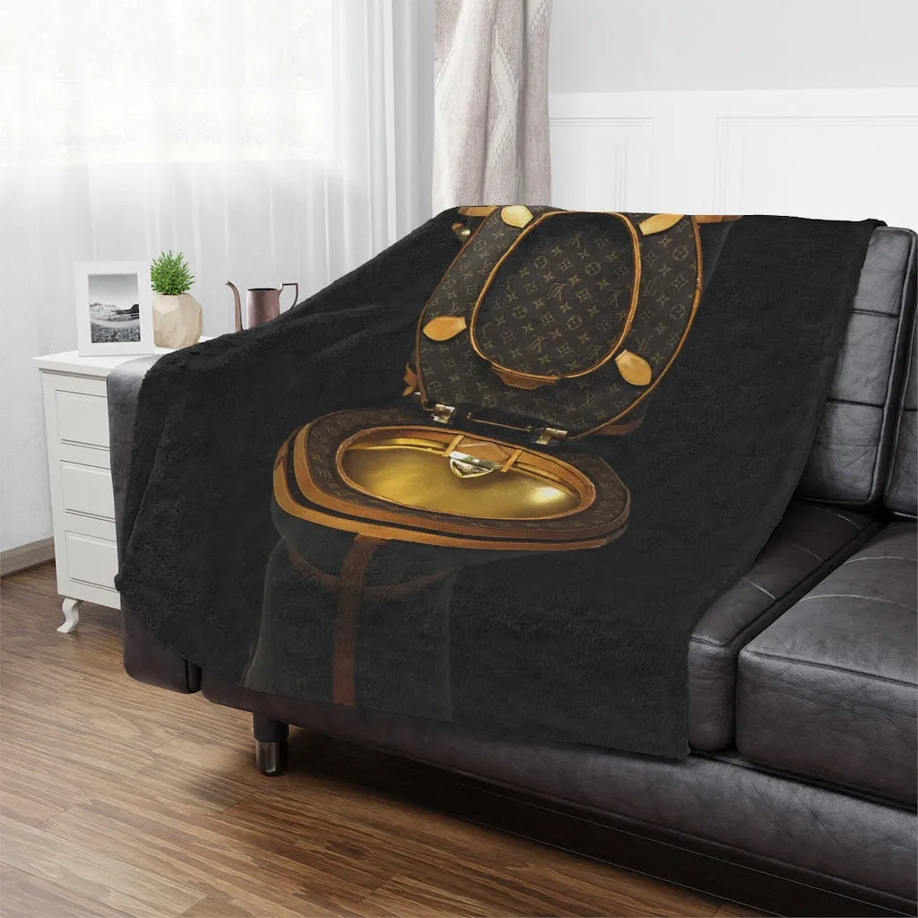 Luxury Golden Toilet Mob Wife Minky Blanket