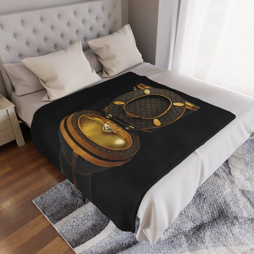 Luxury Golden Toilet Mob Wife Minky Blanket