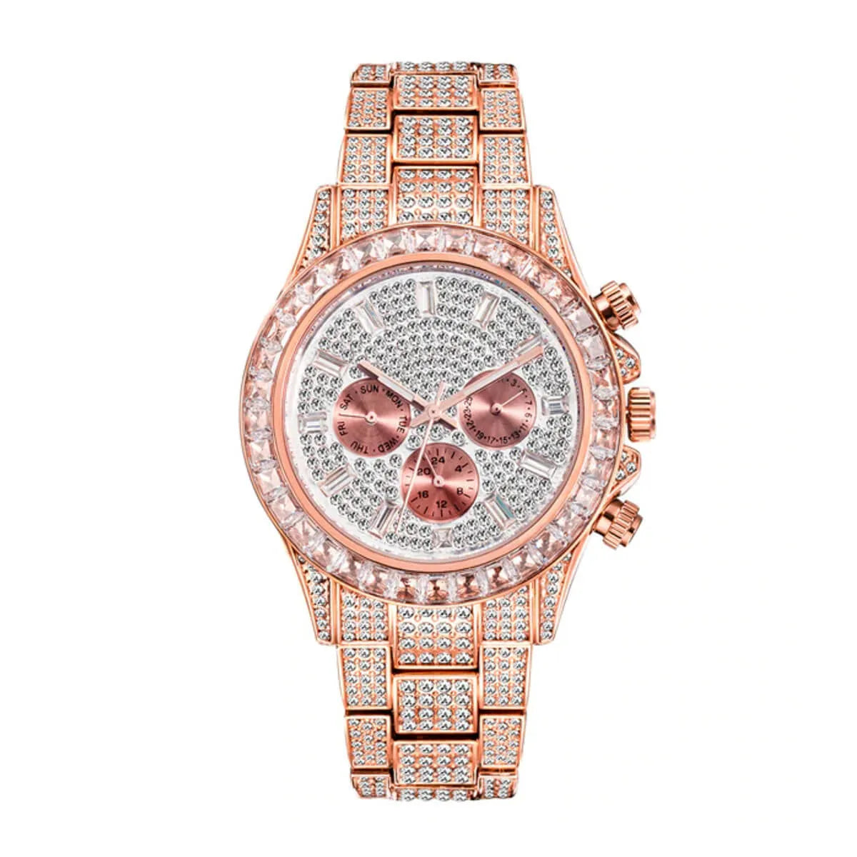 Luxury Golden Iced Out Diamond Stainless Steel Watch