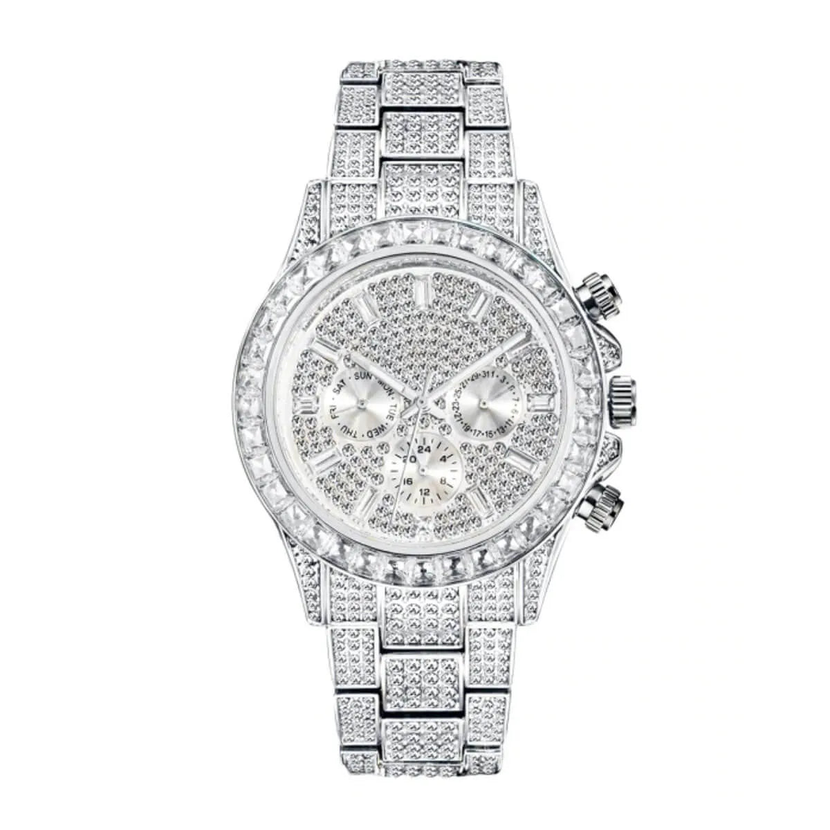 Luxury Golden Iced Out Diamond Stainless Steel Watch