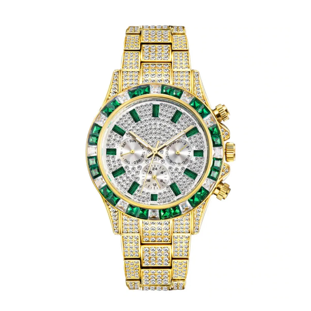 Luxury Golden Iced Out Diamond Stainless Steel Watch