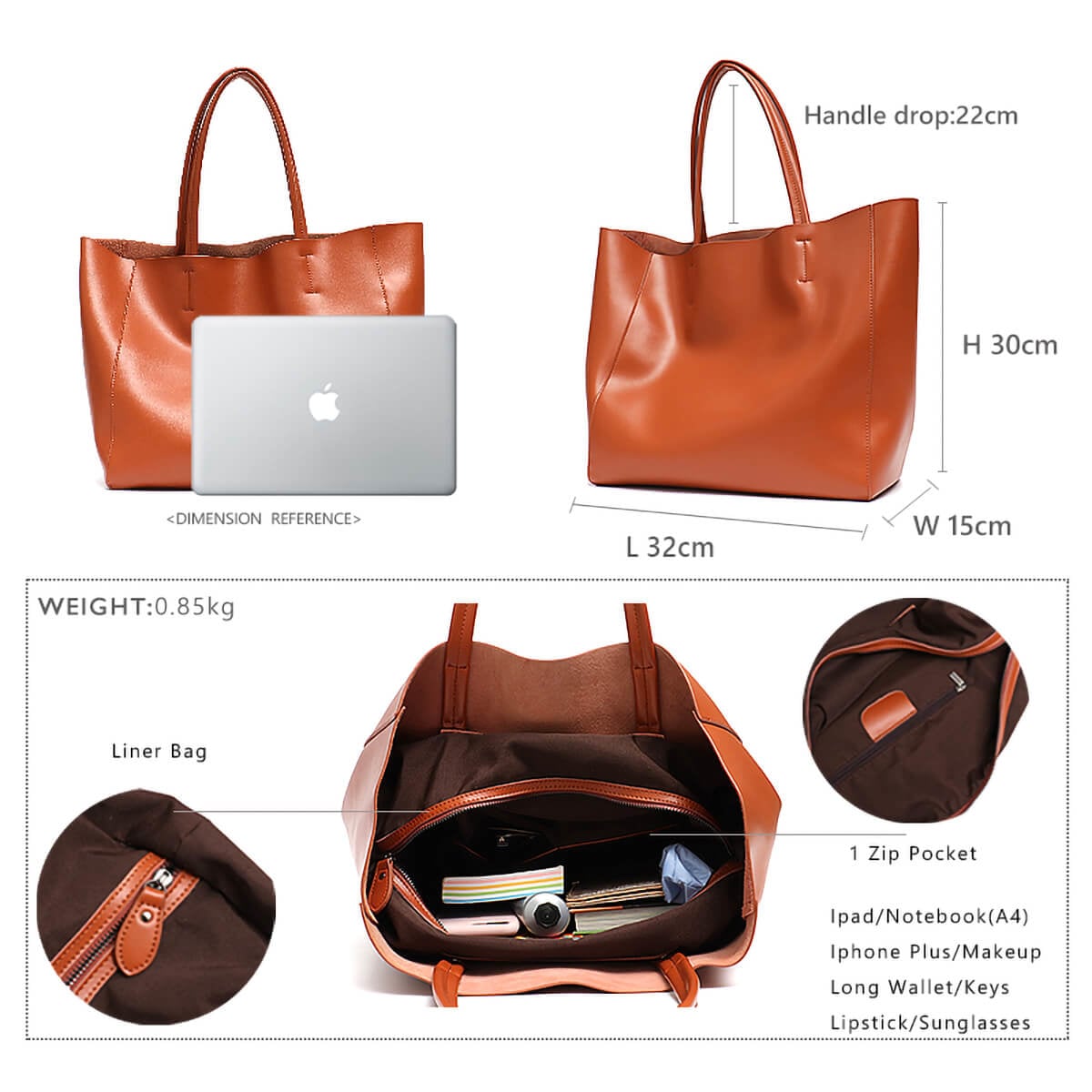 Luxury Leather Tote Bag - Women's Designer Fashion