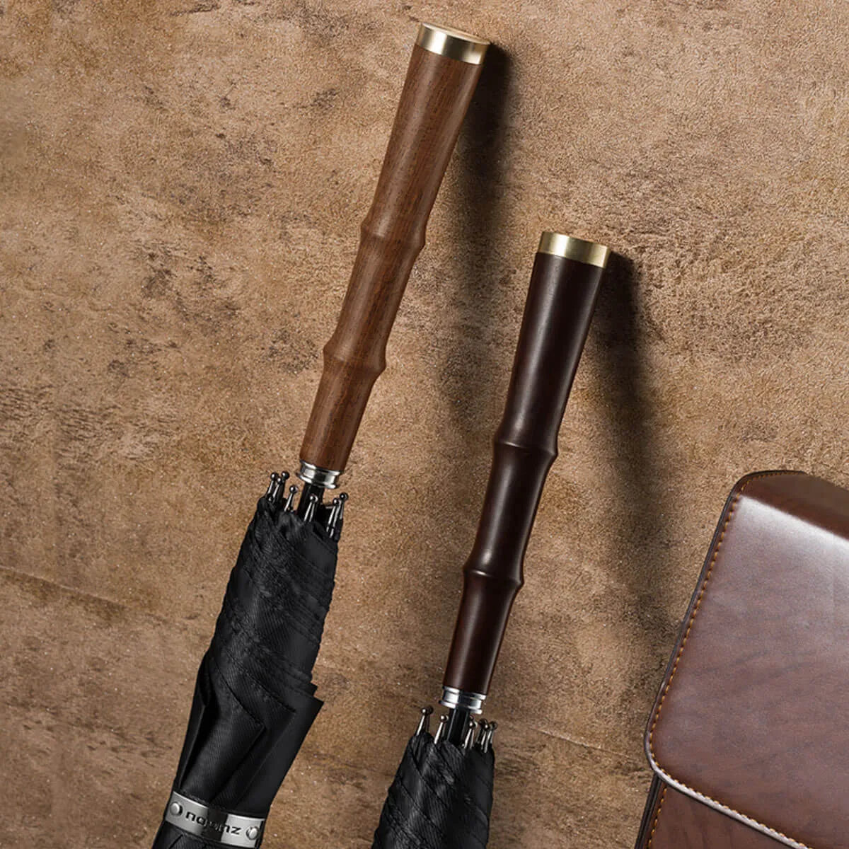 Luxury Long Handle Automatic Vintage Wooden Premium Umbrella