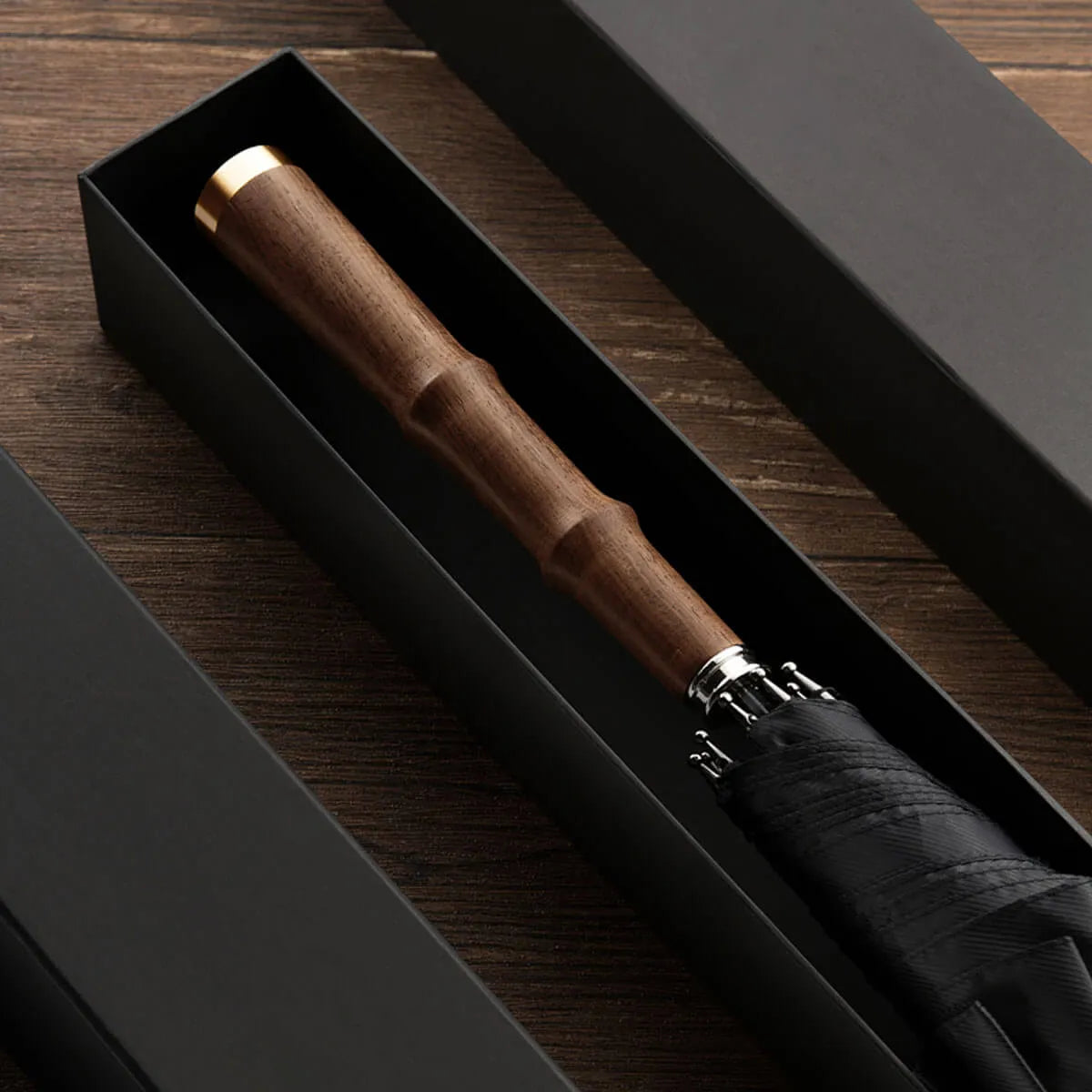 Luxury Long Handle Automatic Vintage Wooden Premium Umbrella