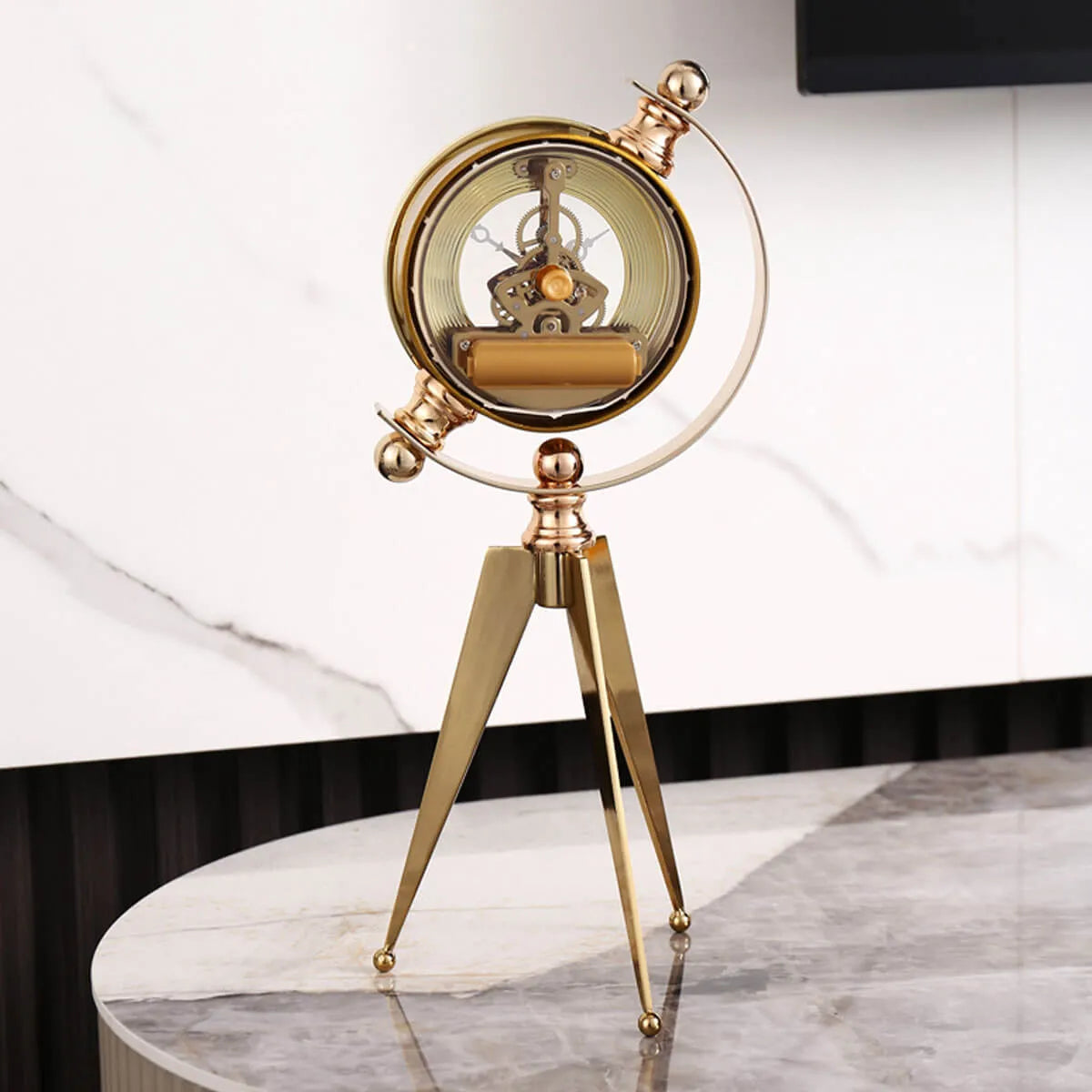 Luxury Mechanical Metal Gold Table Vintage Antique Clock