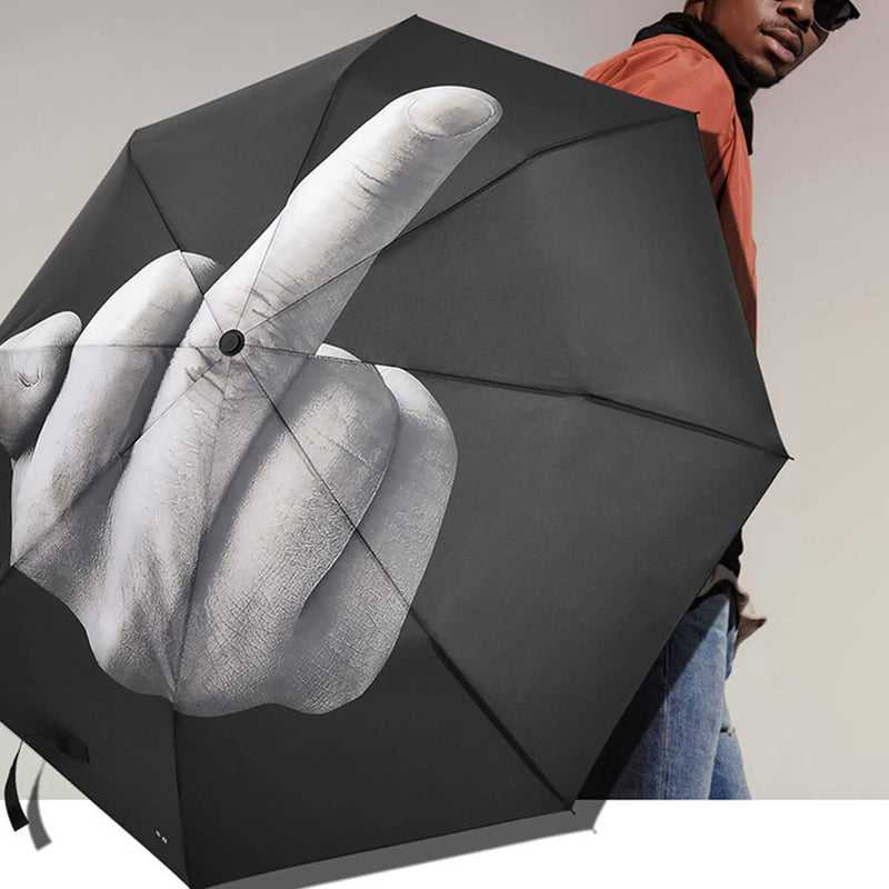 Middle Finger Funny Umbrella Rain Cool Windproof Folding Parasol