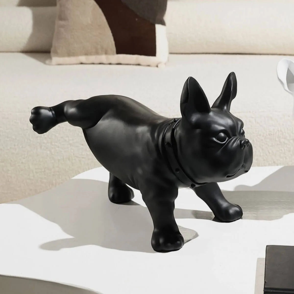 Modern Funny Raised Foot French Bulldog Statue