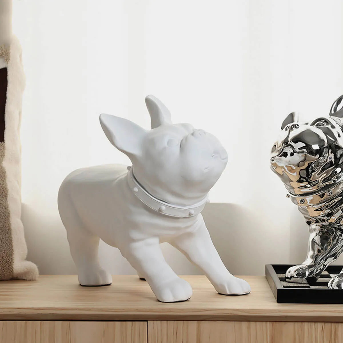 Modern Funny Raised Foot French Bulldog Statue