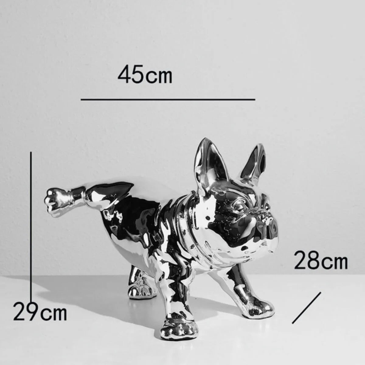 Modern Funny Raised Foot French Bulldog Statue