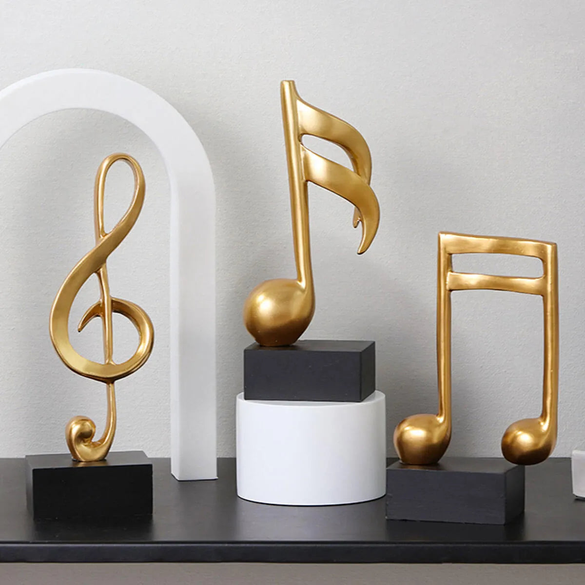 Music Symbols Decoration Resin Golden Musician Notes Sculpture