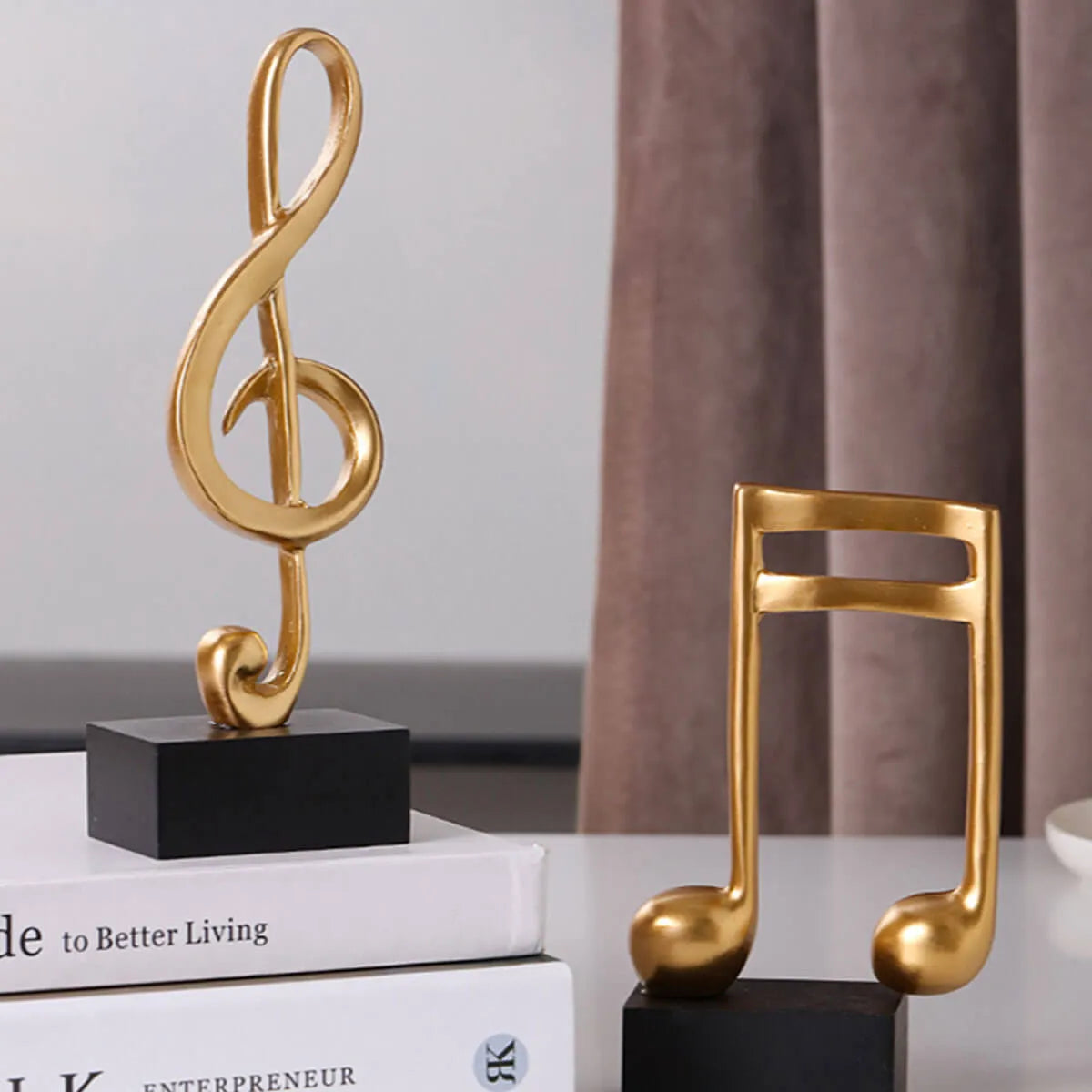 Music Symbols Decoration Resin Golden Musician Notes Sculpture