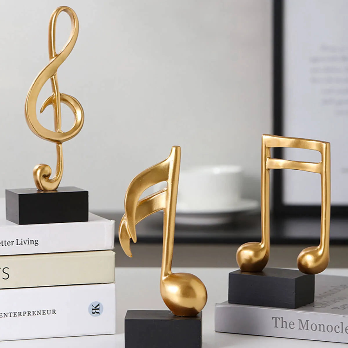 Music Symbols Decoration Resin Golden Musician Notes Sculpture