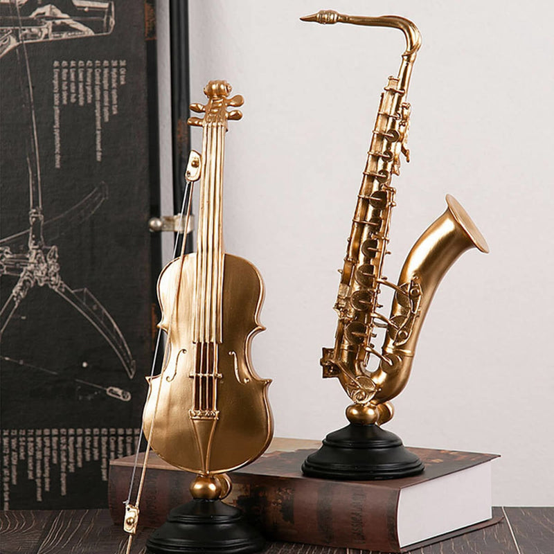 Violin and Saxophone Statues - Music Art Gift