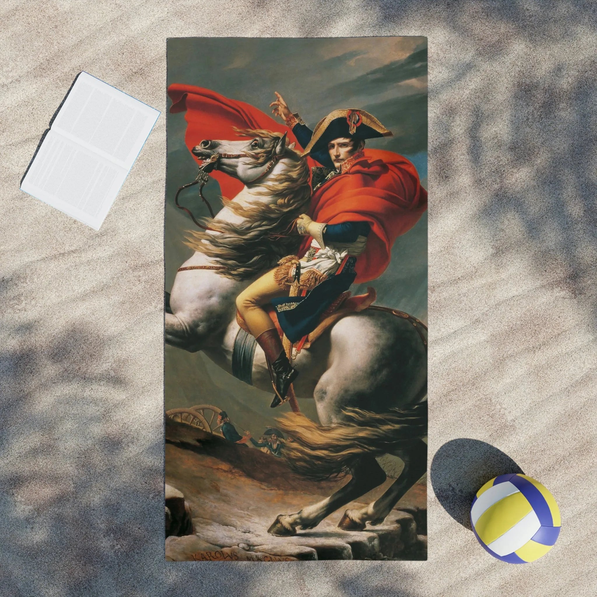 Napoleon Crossing the Alps Art Beach Towels