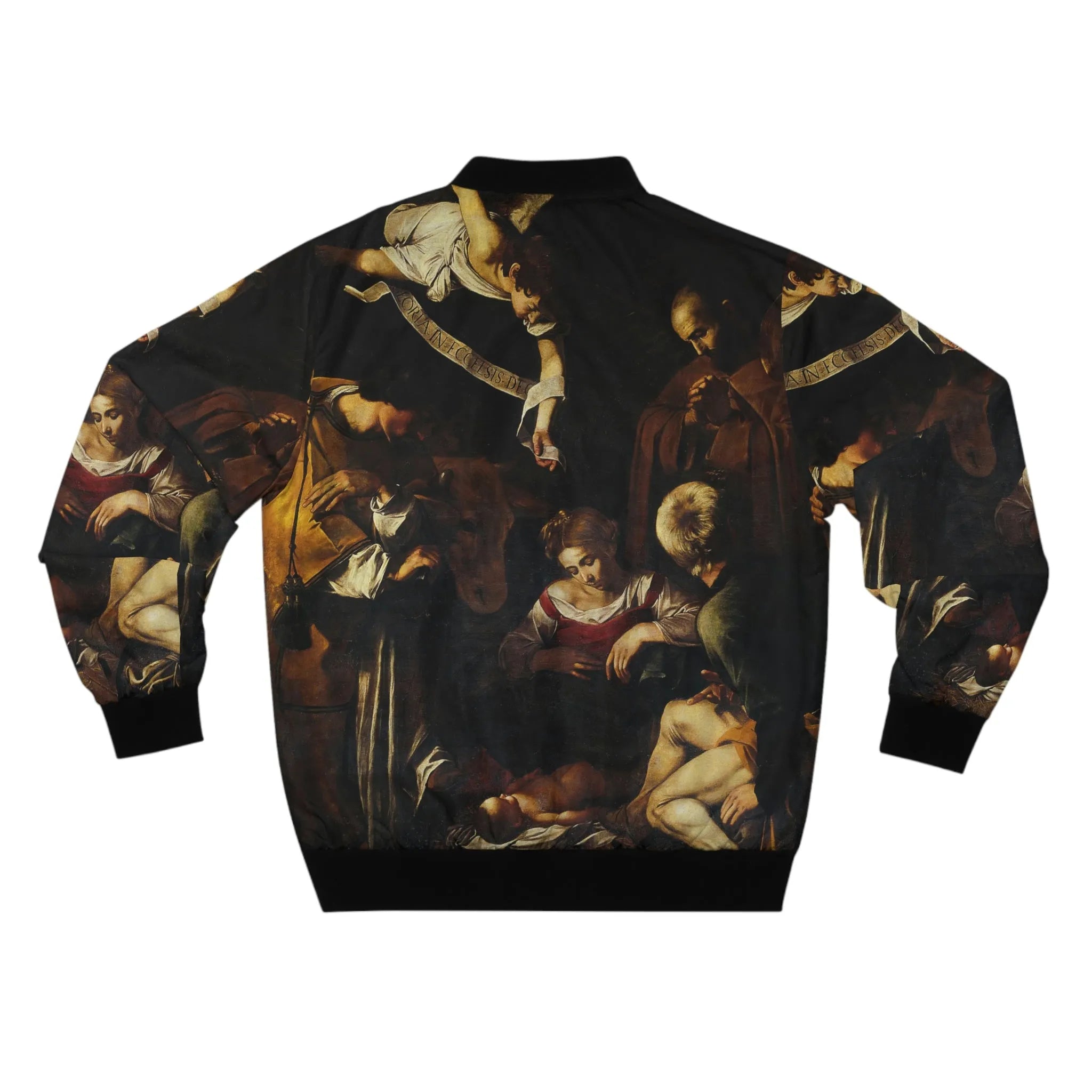 Nativity with St Francis and St Lawrence by Caravaggio Art Bomber Jacket