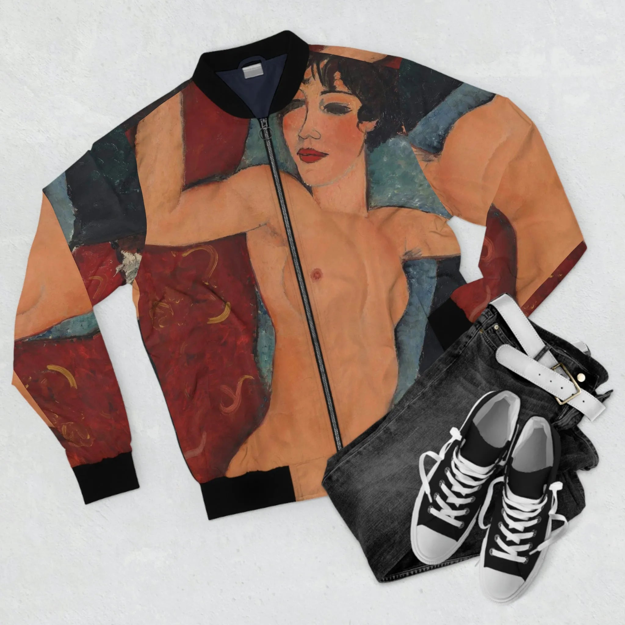 Nu couché by Amedeo Modigliani Art Bomber Jacket