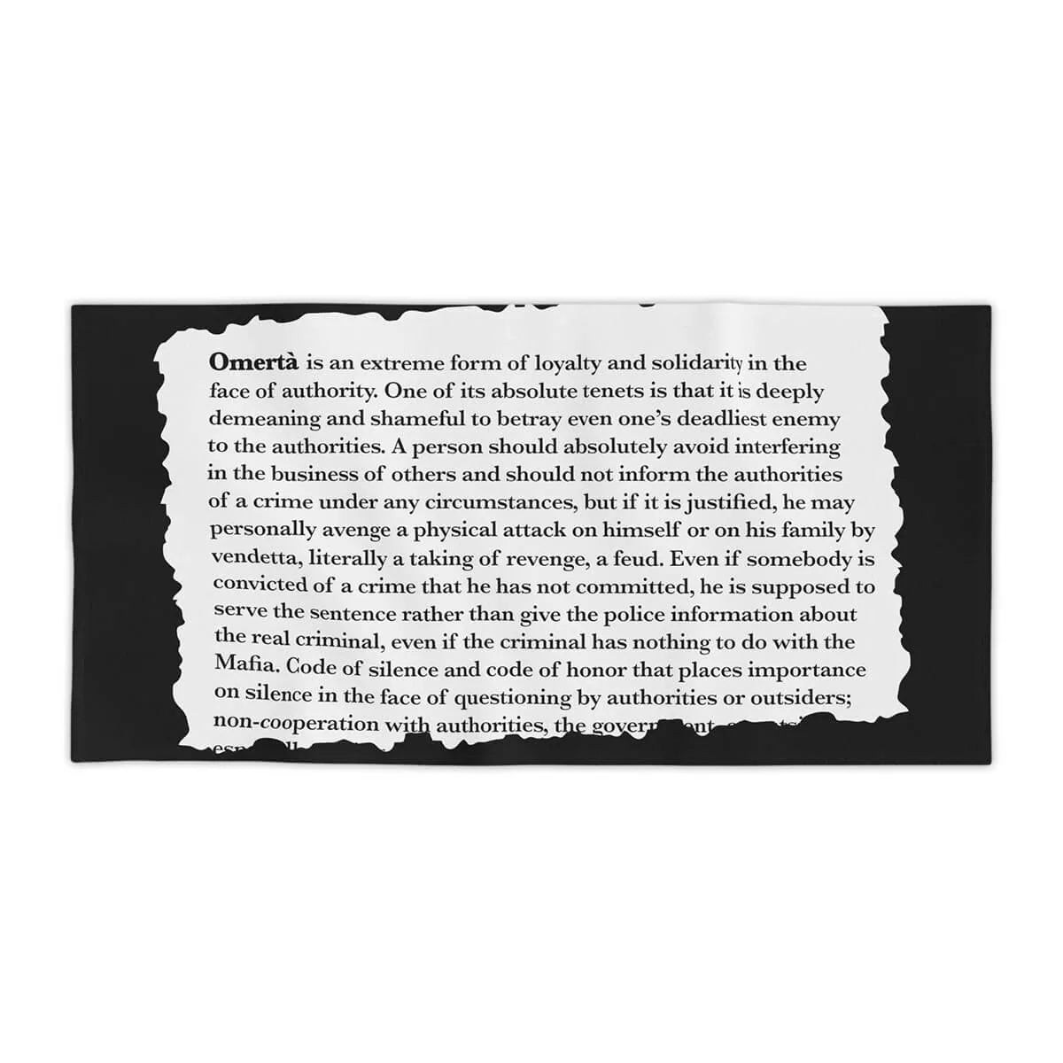 Omerta Code of Respect Loyalty Beach Towel