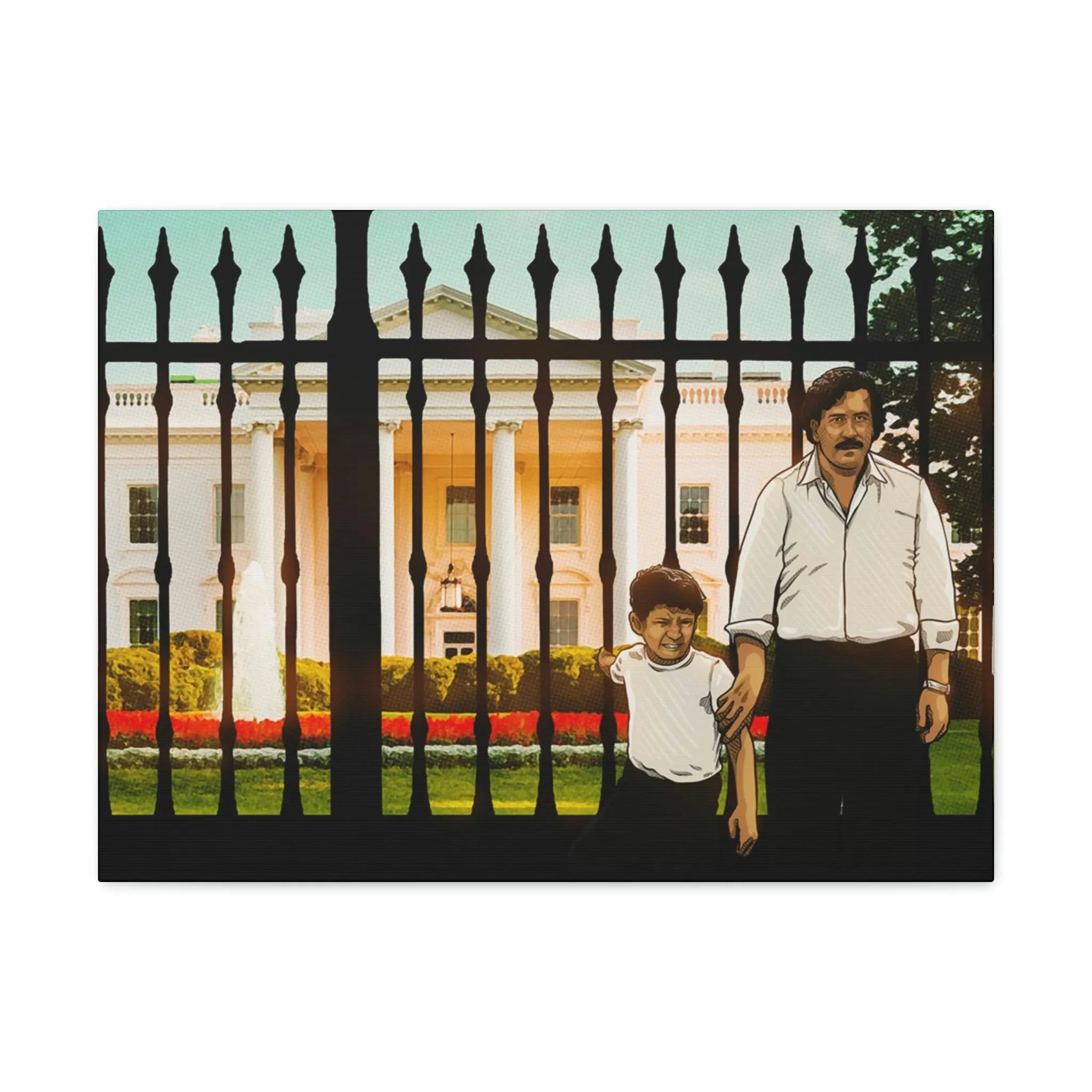 Pablo Escobar and his Son at White House Canvas Gallery Wraps