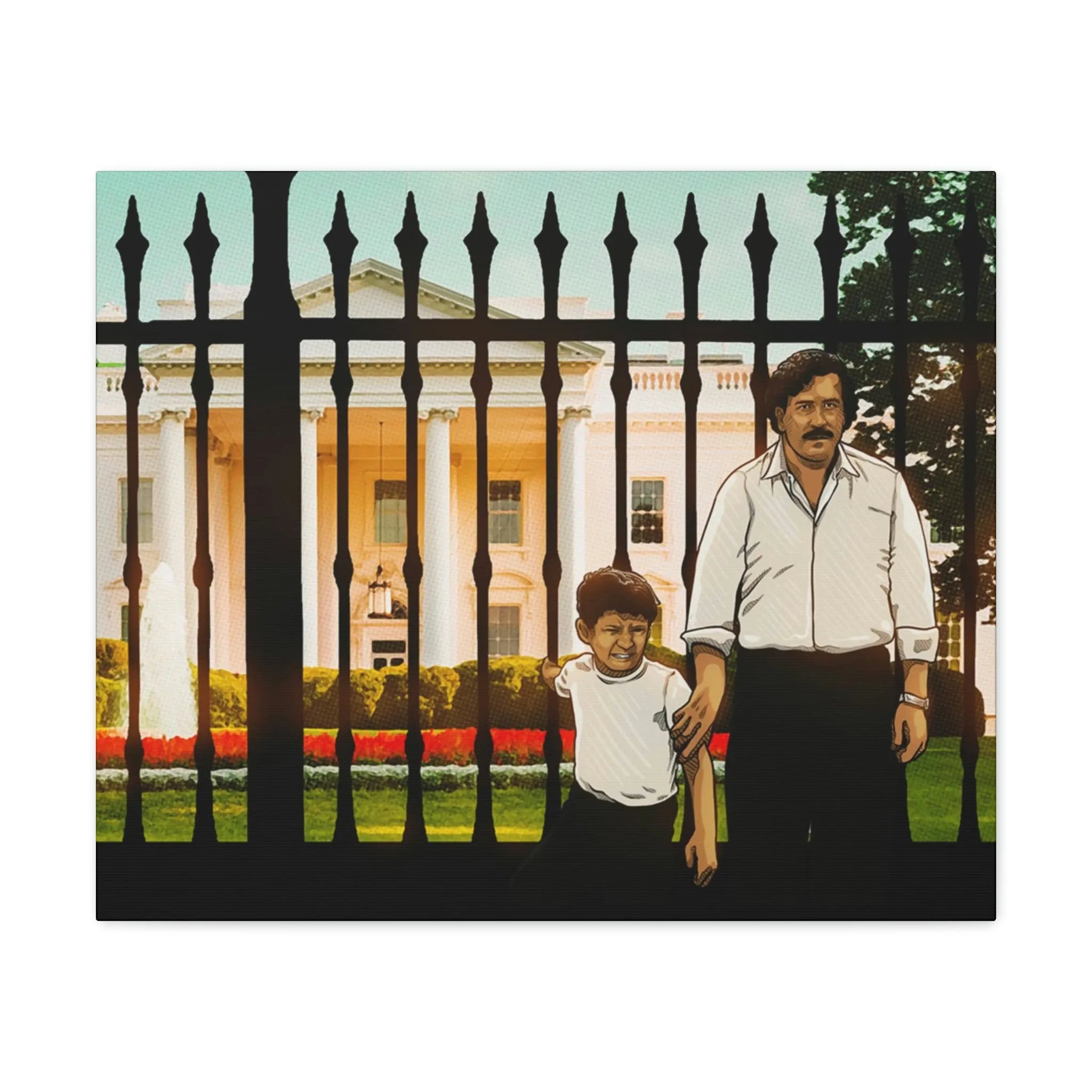 Pablo Escobar and his Son at White House Canvas Gallery Wraps