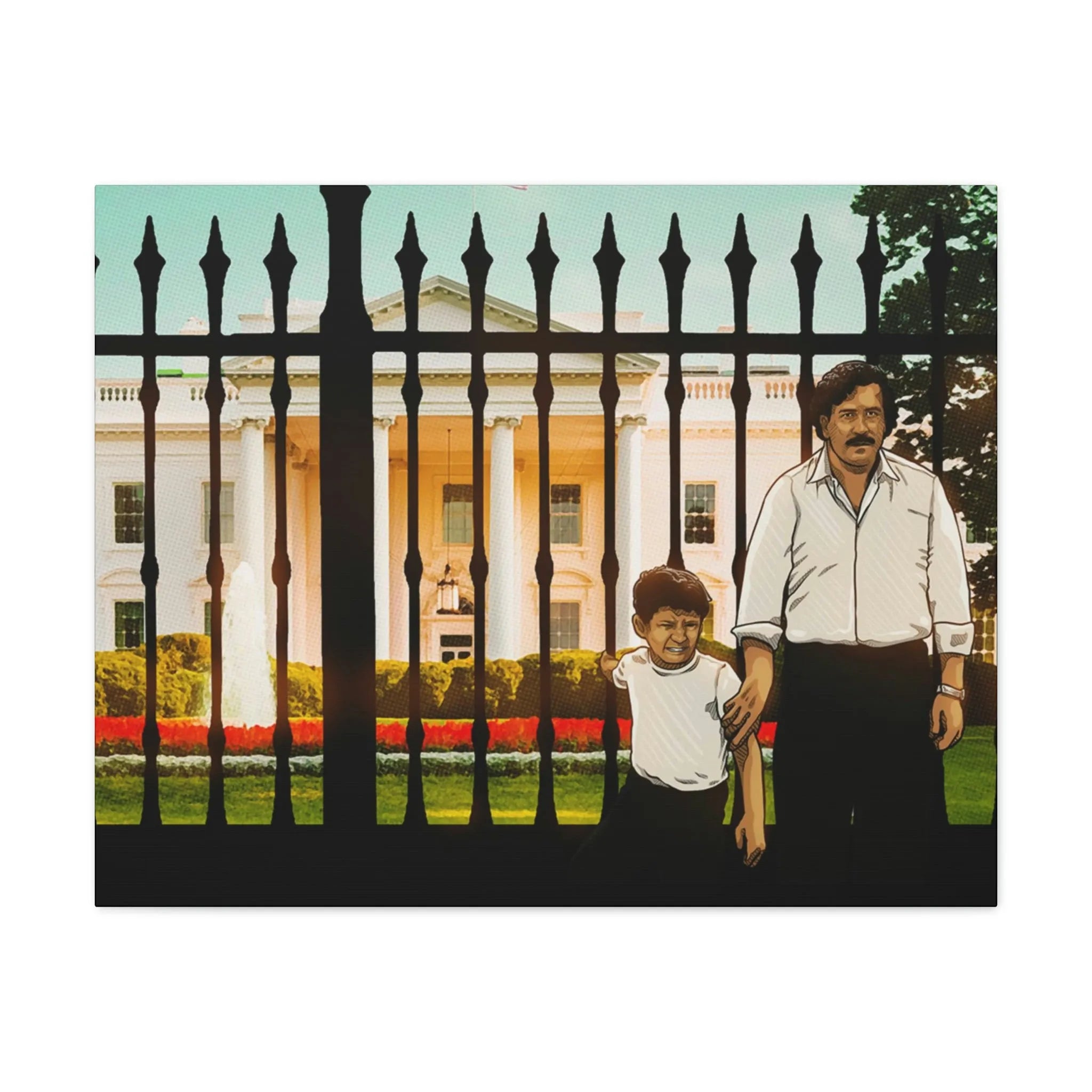 Pablo Escobar and his Son at White House Canvas Gallery Wraps