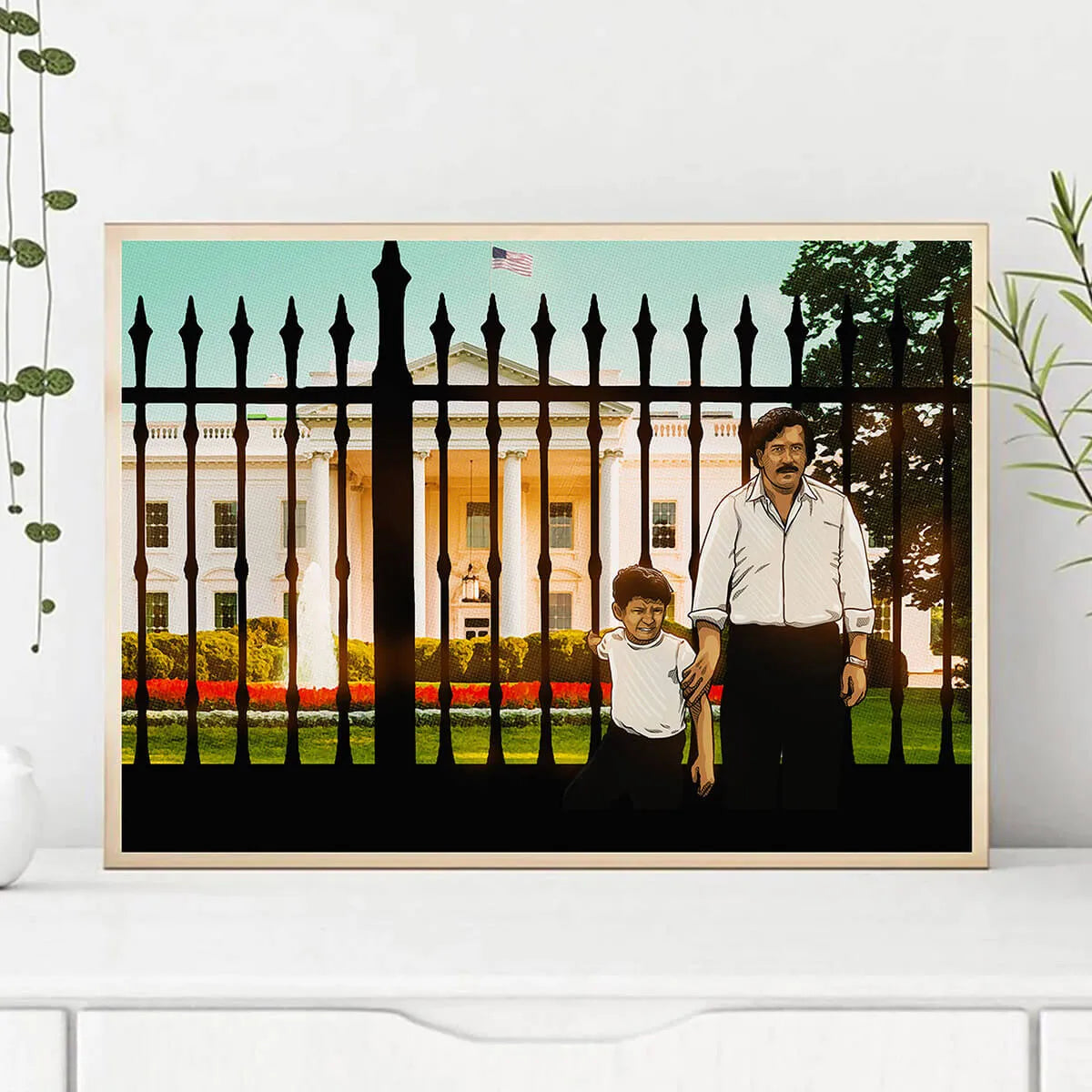 Pablo Escobar and his Son at White House Canvas Print