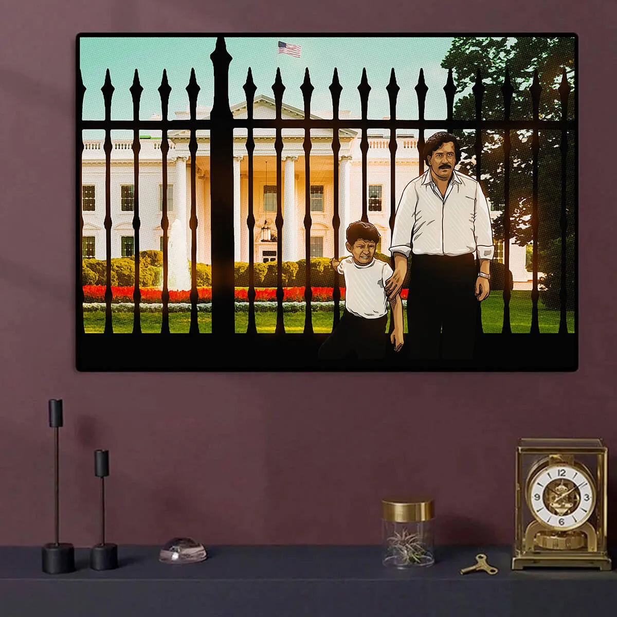 Pablo Escobar and his Son at White House Canvas Print