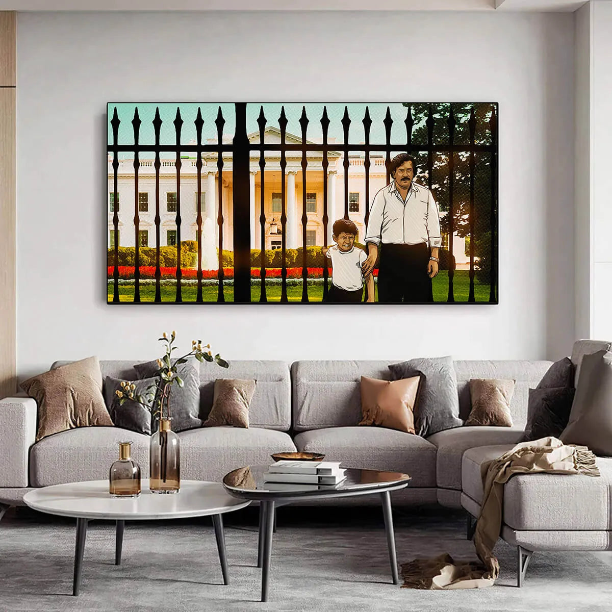 Pablo Escobar and his Son at White House Canvas Print