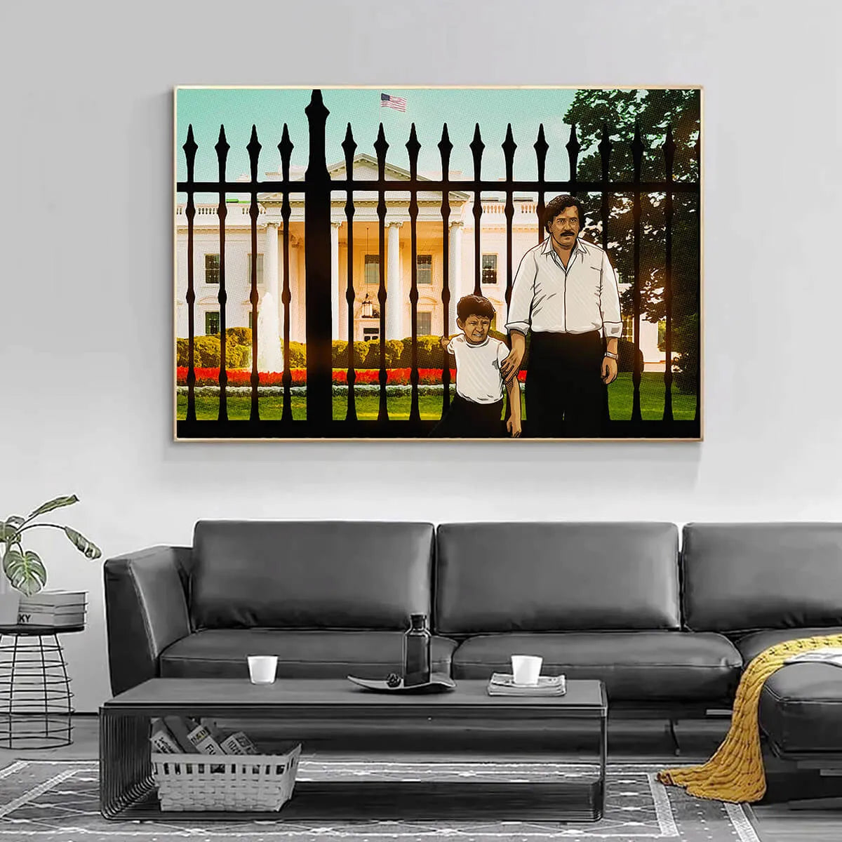 Pablo Escobar and his Son at White House Canvas Print