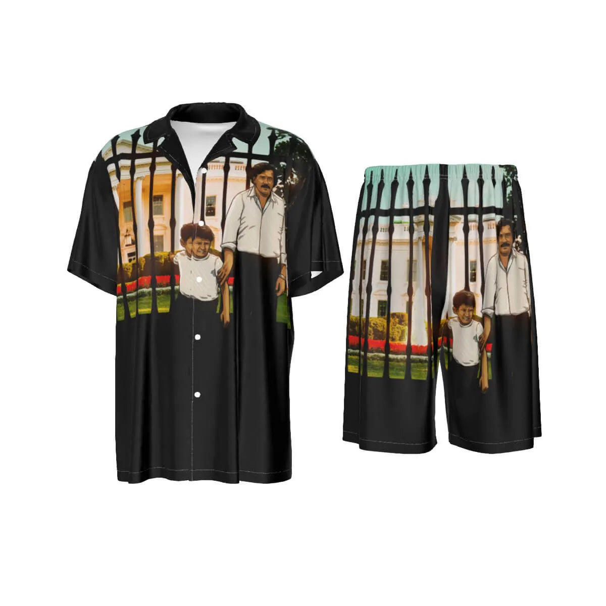 Pablo Escobar and his Son in US Silk Shirt Suit Set